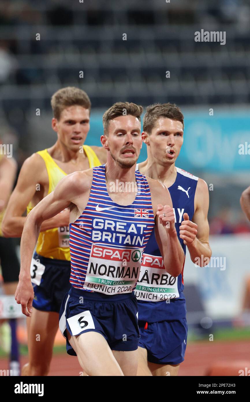 Phil NORMAN nella finale di Steeplechase 3000m al Campionato europeo di Atletica 2022 Foto Stock