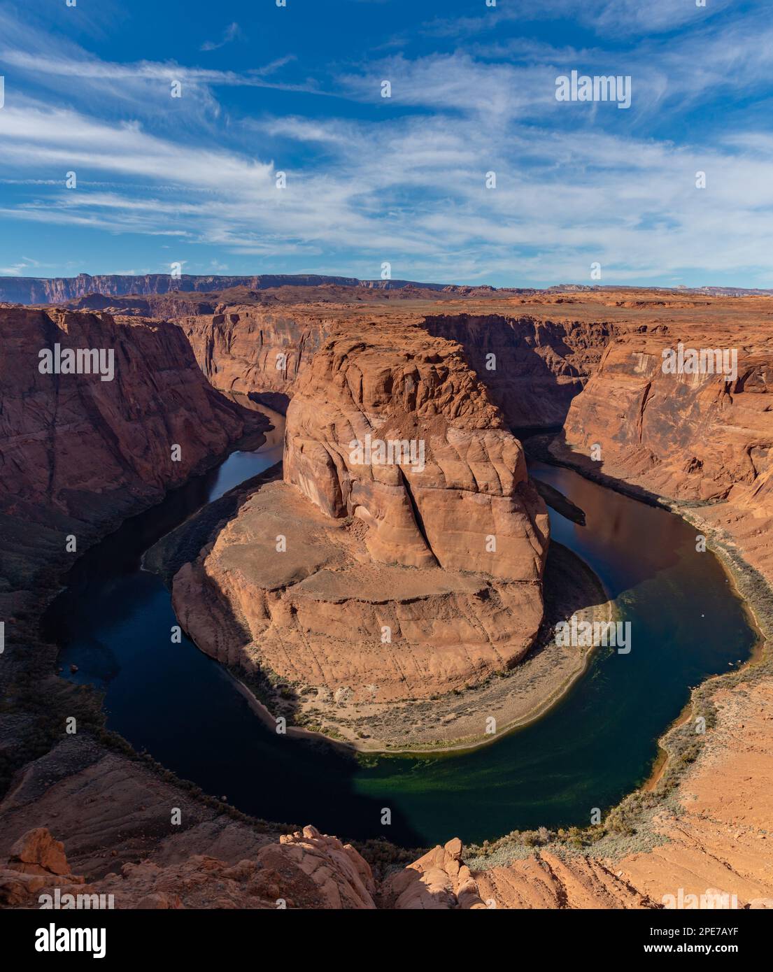 Una foto del fiume Colorado e del paesaggio del Grand Canyon sull'Horseshoe Bend. Foto Stock