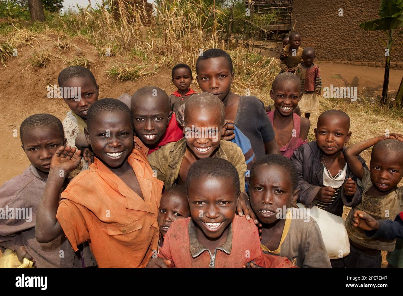 Gruppo di bambini sorridenti, Ruanda Foto Stock