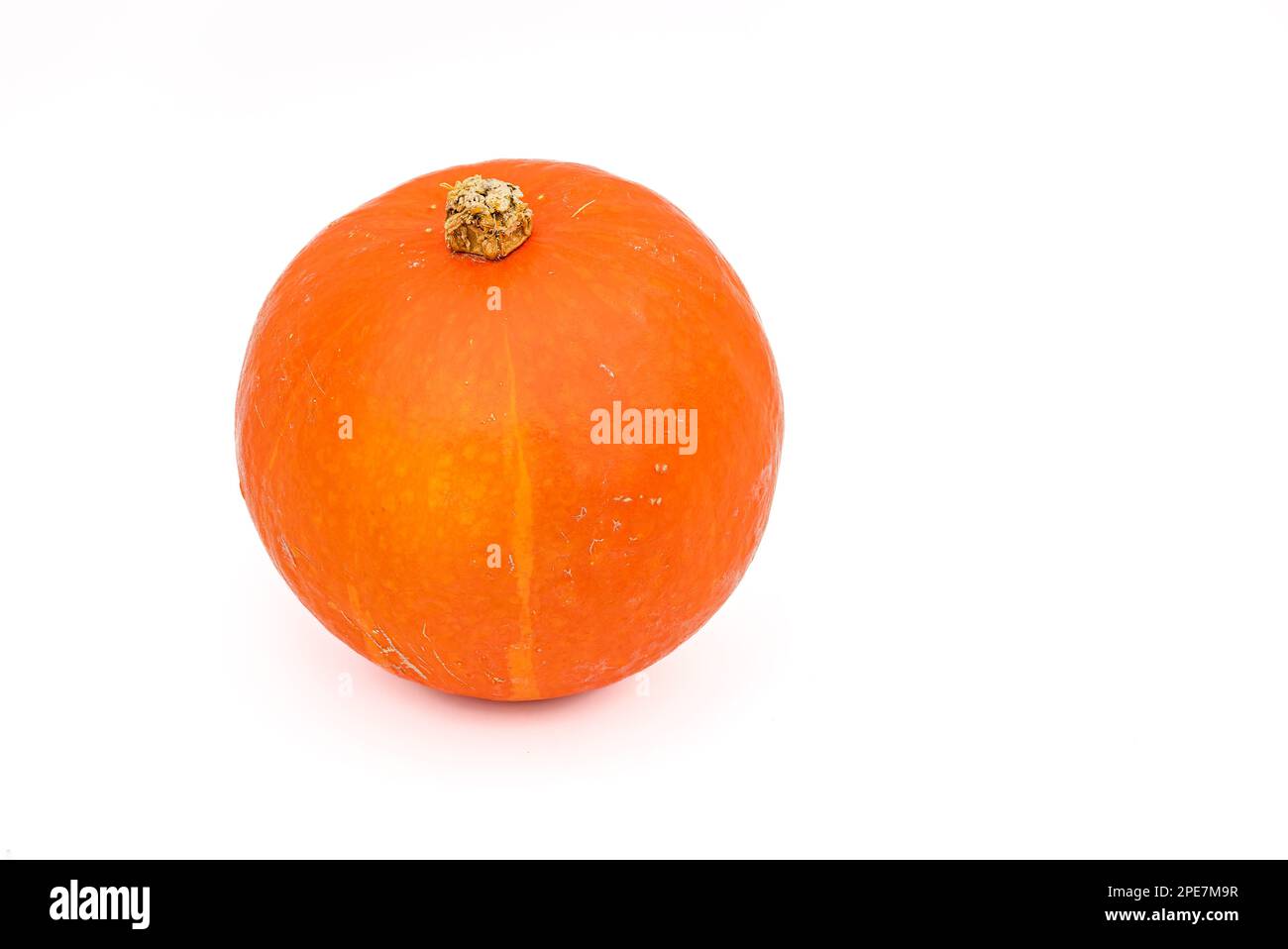 Una zucca Hokkaido biologica come cibo sano isolato contro il bianco in studio Foto Stock