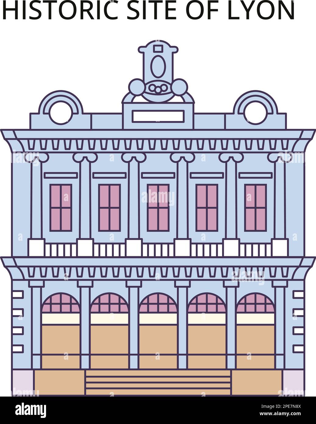 Francia, Lione Landmark turismo punti di riferimento, vettore città viaggio illustrazione Illustrazione Vettoriale