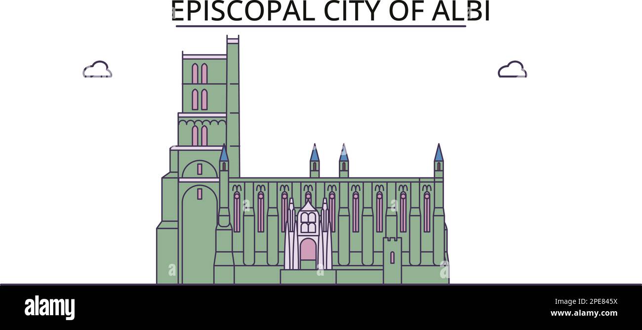 Francia, Albi luoghi di interesse turistico, vettore città viaggio illustrazione Illustrazione Vettoriale