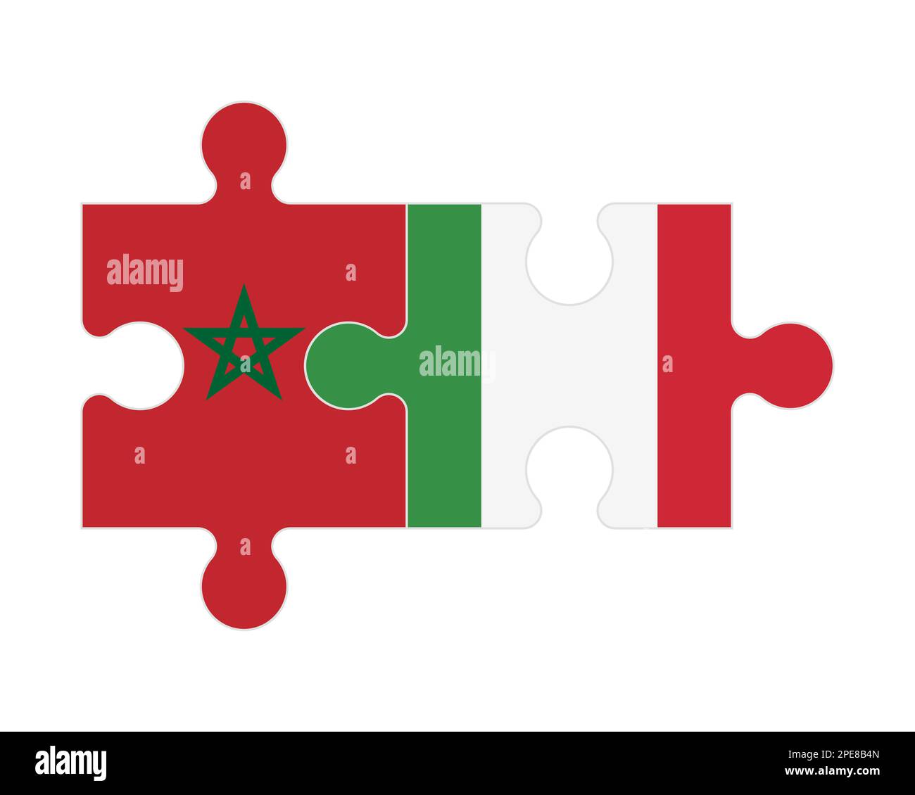 Puzzle connesso di bandiere del Marocco e dell'Italia, vettore Illustrazione Vettoriale