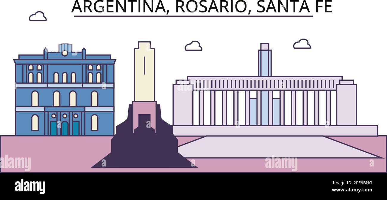 Argentina, luoghi di interesse turistico Rosario, illustrazione vettoriale di viaggio della città Illustrazione Vettoriale
