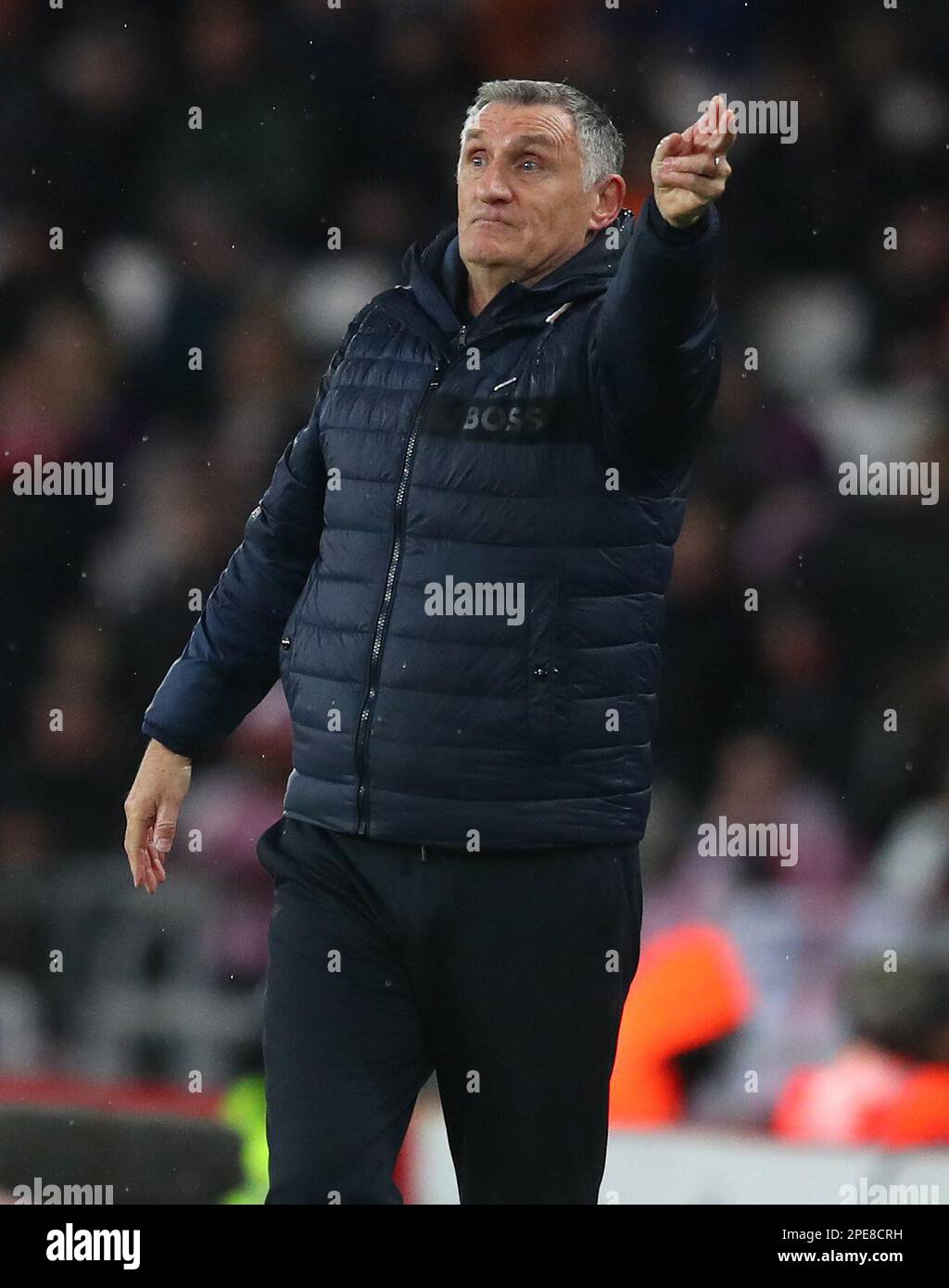 Sunderland, Regno Unito. 15th Mar, 2023. Tony Mowbray manager di Sunderland durante la partita del Campionato Sky Bet allo Stadio di luce, Sunderland. Il credito per le immagini dovrebbe essere: Simon Bellis/Sportimage Credit: Sportimage/Alamy Live News Foto Stock