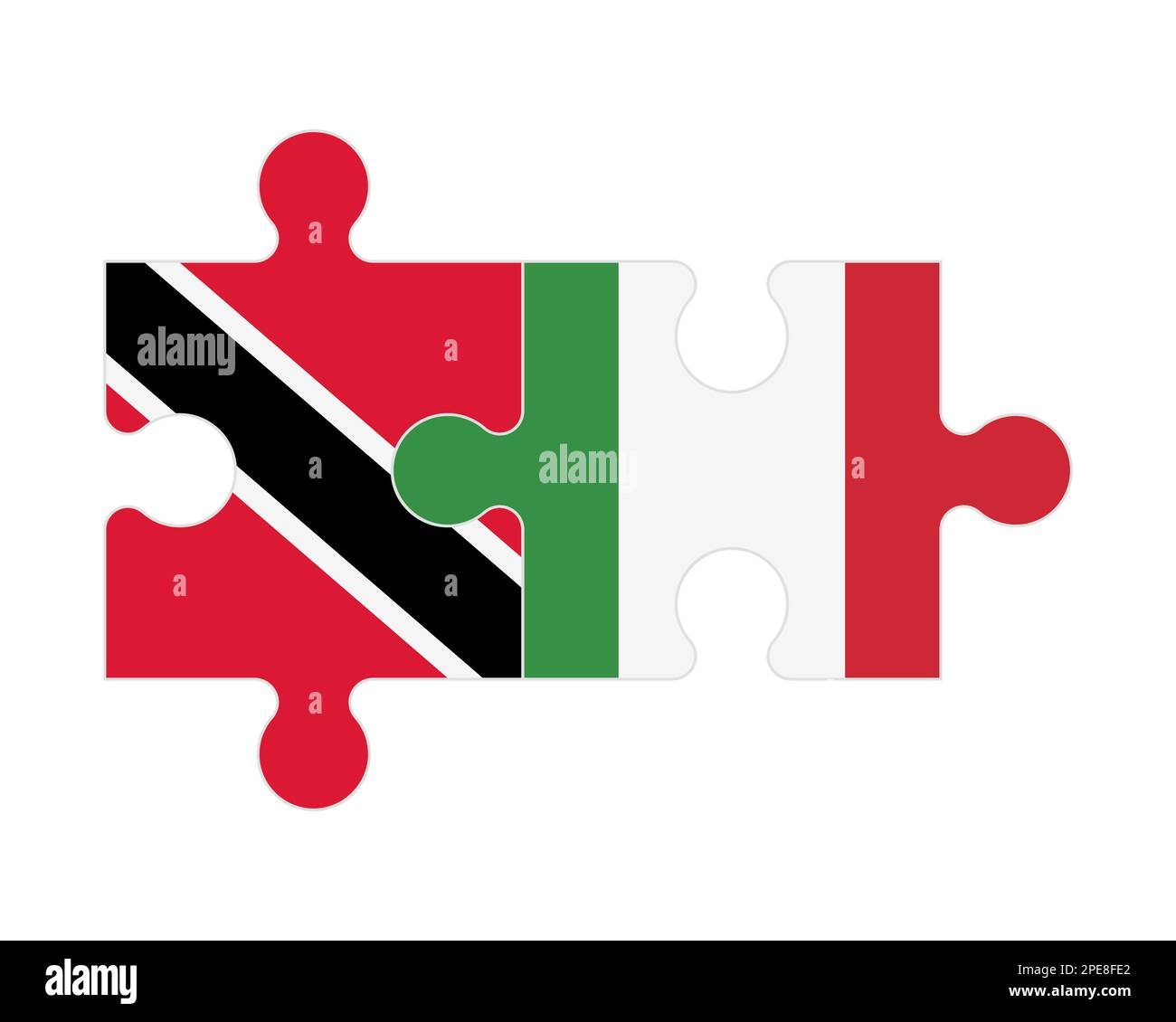 Puzzle connesso di bandiere di Trinidad e Tobago e Italia, vettore Illustrazione Vettoriale