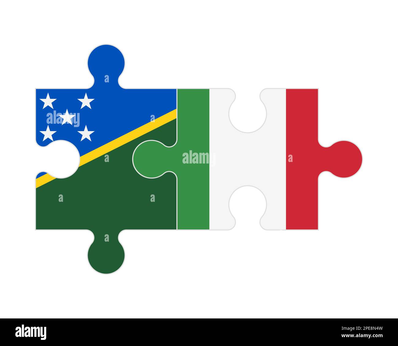 Puzzle connesso di bandiere delle Isole Salomone e Italia, vettore Illustrazione Vettoriale