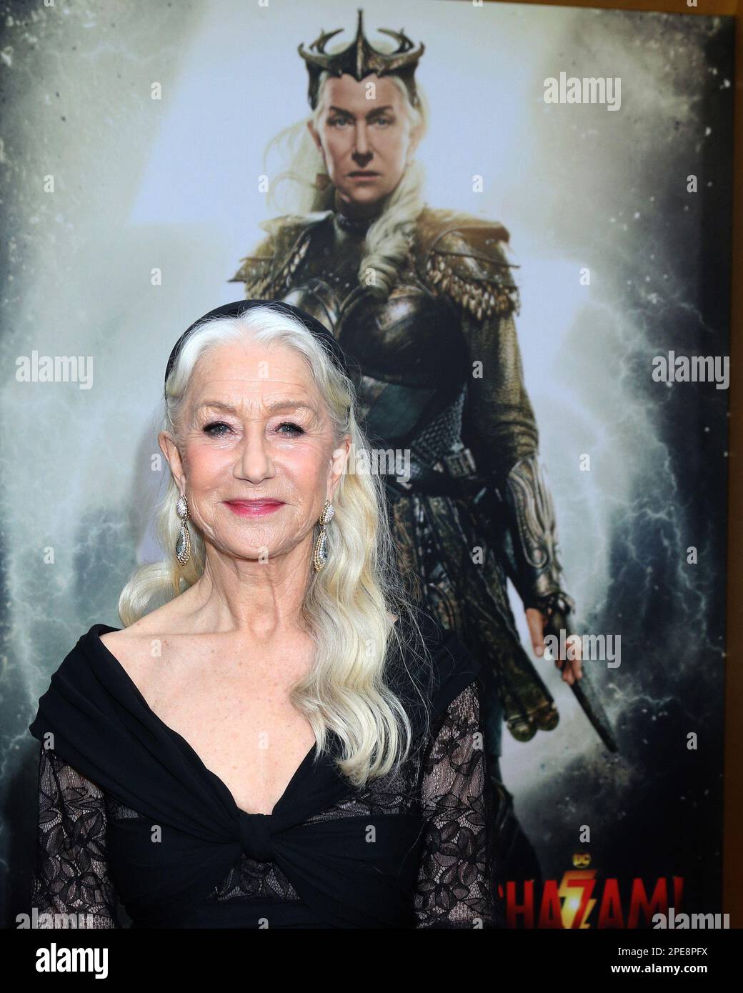 Westwood, Stati Uniti. 14th Mar, 2023. LOS ANGELES - MAR 14: Helen Mirren di fronte al suo personaggio poster presso lo Shazam! Fury of the Gods Los Angeles Premiere al Village Theater il 14 marzo 2023 a Westwood, CA (Foto di Katrina Jordan/Sipa USA) Credit: Sipa USA/Alamy Live News Foto Stock