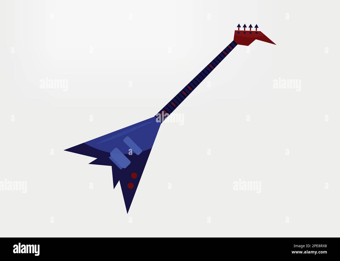 Icona cartoon chitarra elettrica. Illustrazione vettoriale di un metallo da concerto o di una chitarra elettrica rock-n-roll di colore rosso e con contorni a forma di triangolo Illustrazione Vettoriale