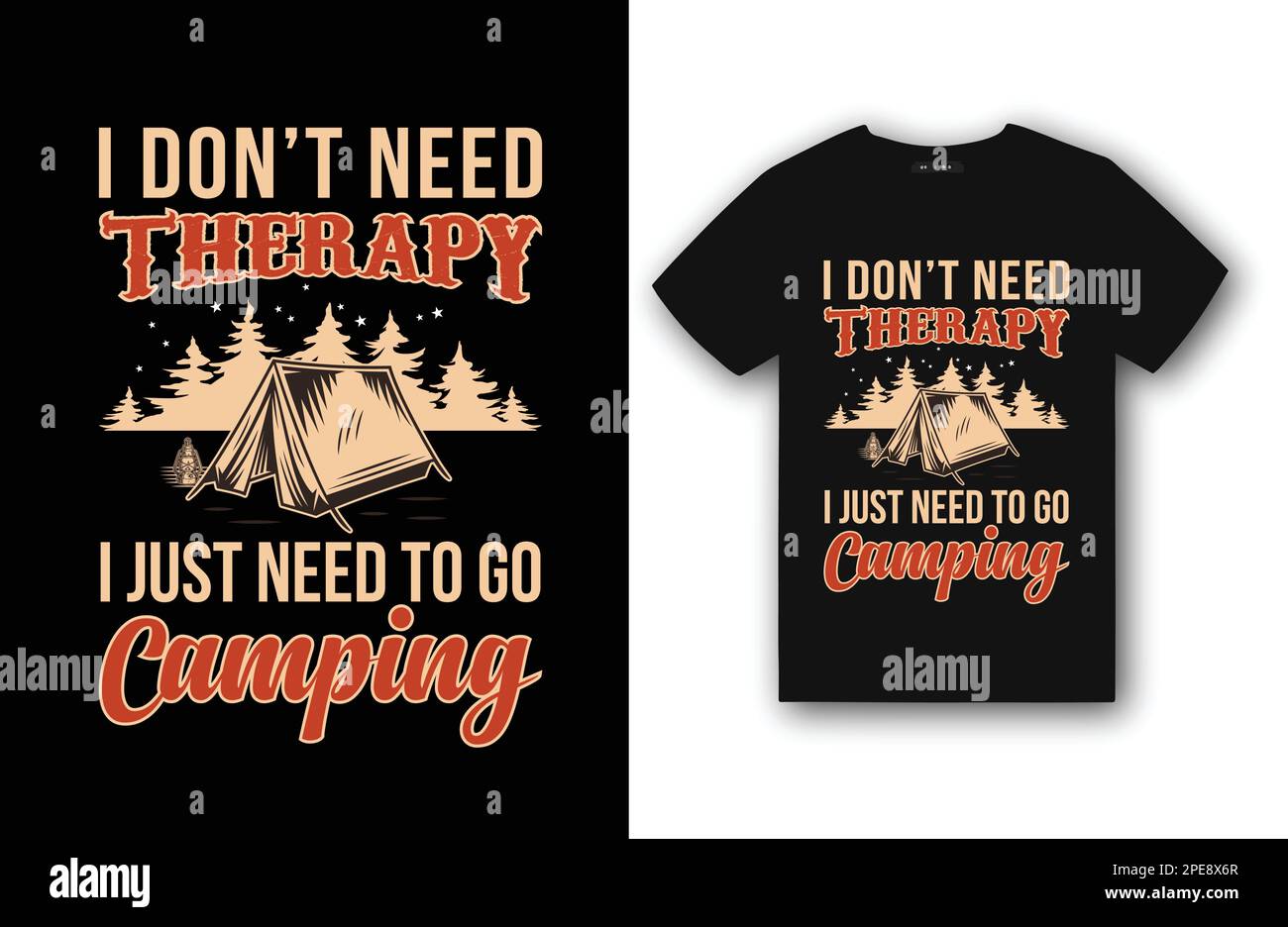 Design della t-shirt da campeggio Illustrazione Vettoriale