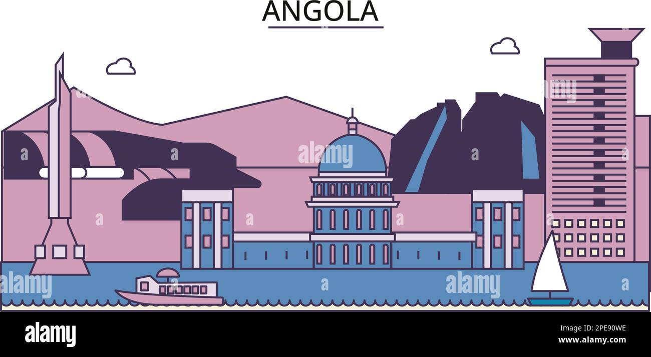 Angola luoghi di interesse turistico, illustrazione vettoriale di viaggio della città Illustrazione Vettoriale