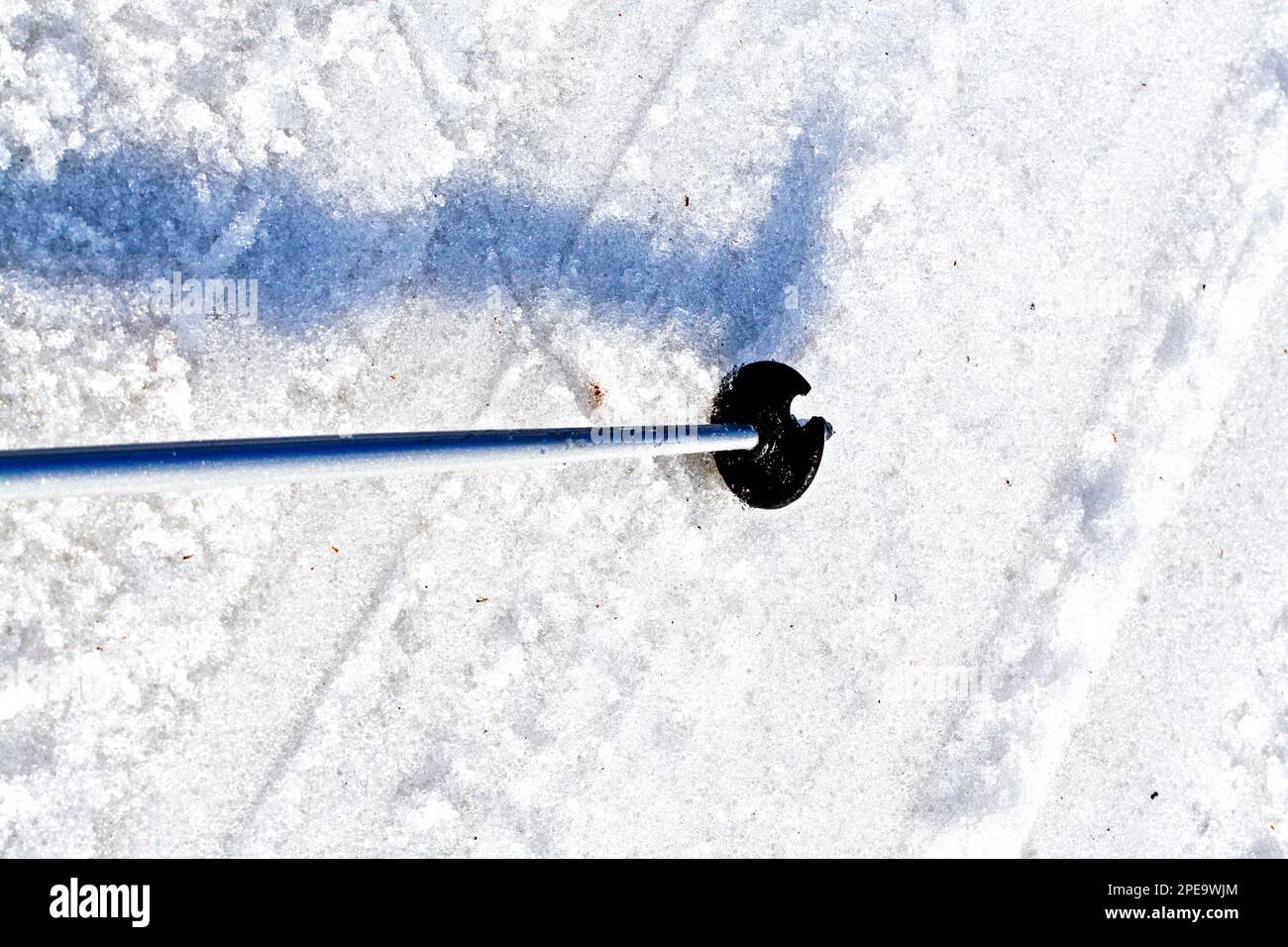 Bastone da sci nella neve Foto Stock