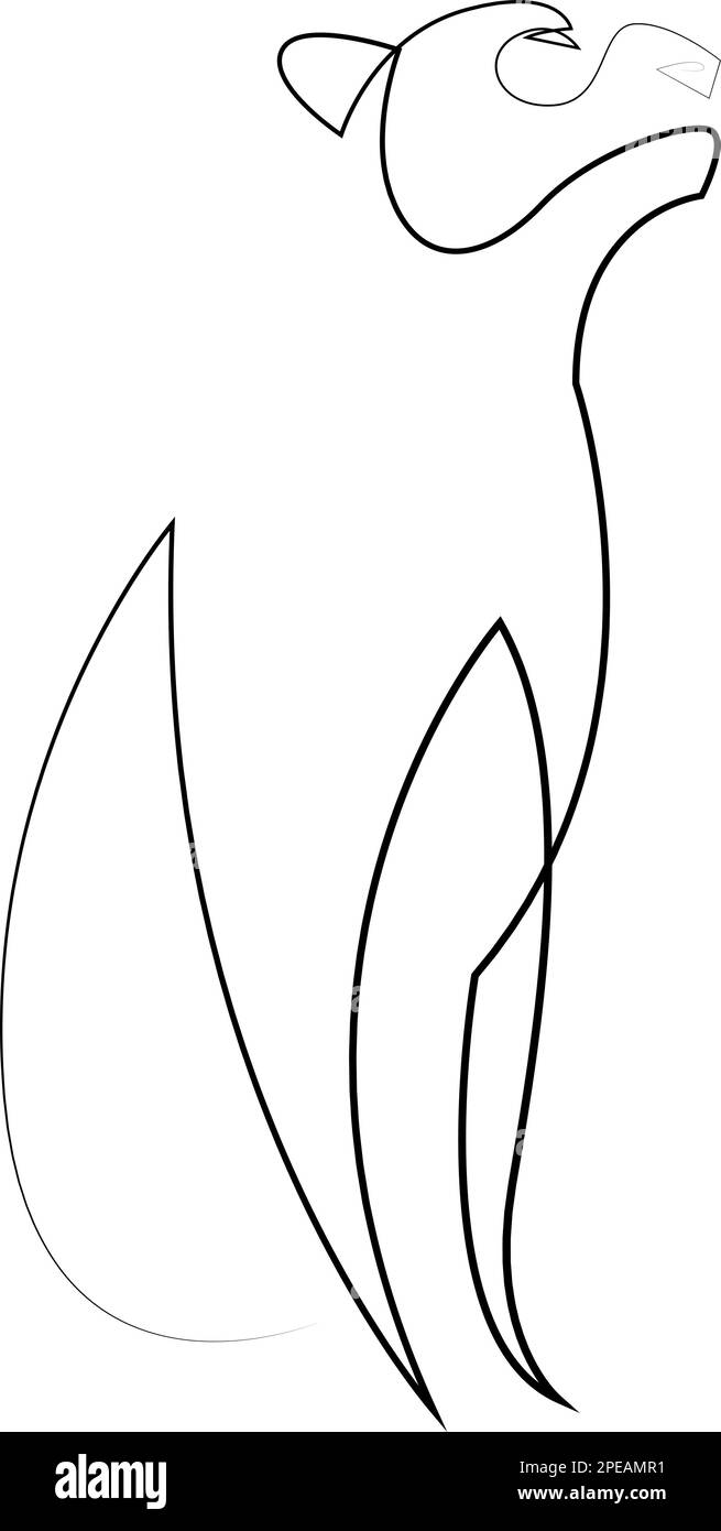 Logo artistico minimalista con linea senza leoni. Illustrazione vettoriale Illustrazione Vettoriale