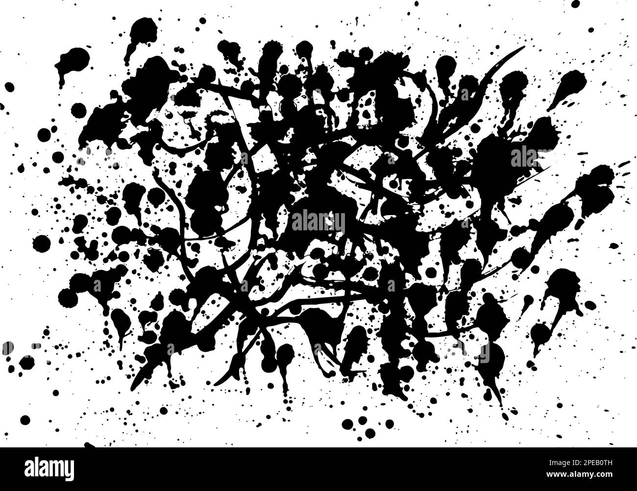 Set di immagini vettoriali su sfondo bianco. Isolamento da schizzi di inchiostro su sfondo nero Illustrazione Vettoriale