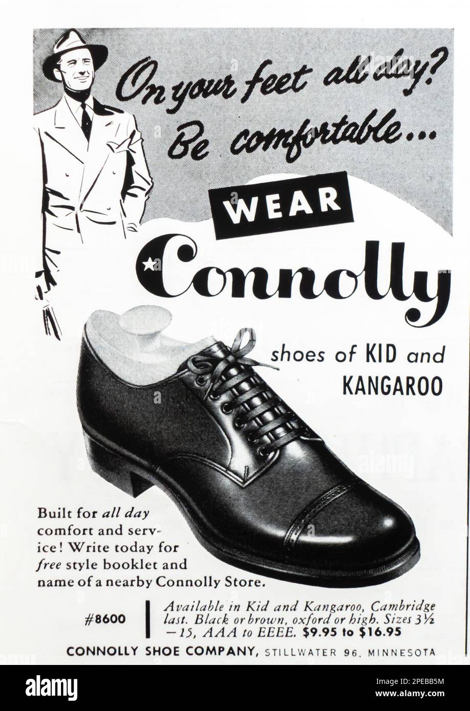 Connolly Shoes spot in una rivista NatGeo Settembre 1956 Foto Stock