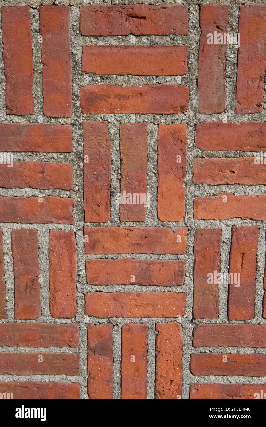 Primo piano del muro di mattoni a tratteggio trasversale. Dal vecchio edificio del New England. Foto Stock