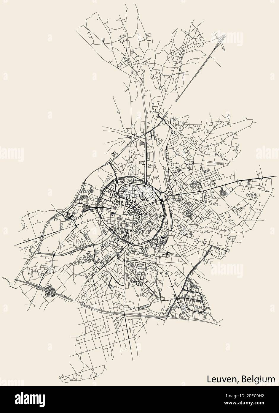 Mappa stradale di LEUVEN, BELGIO Illustrazione Vettoriale