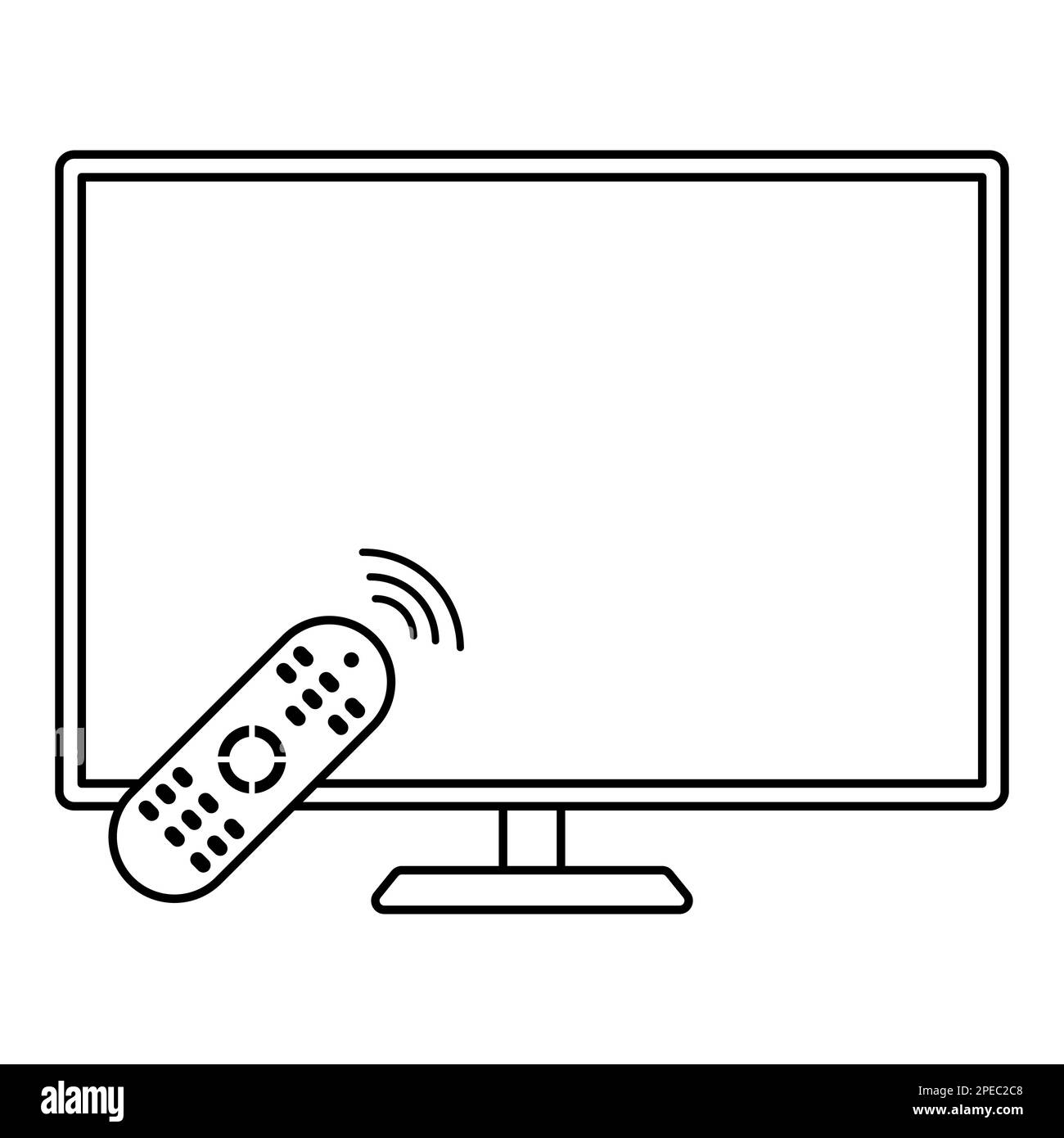 TV con icona del telecomando. Il design può essere utilizzato per applicazioni Web e mobili. Illustrazione vettoriale Illustrazione Vettoriale