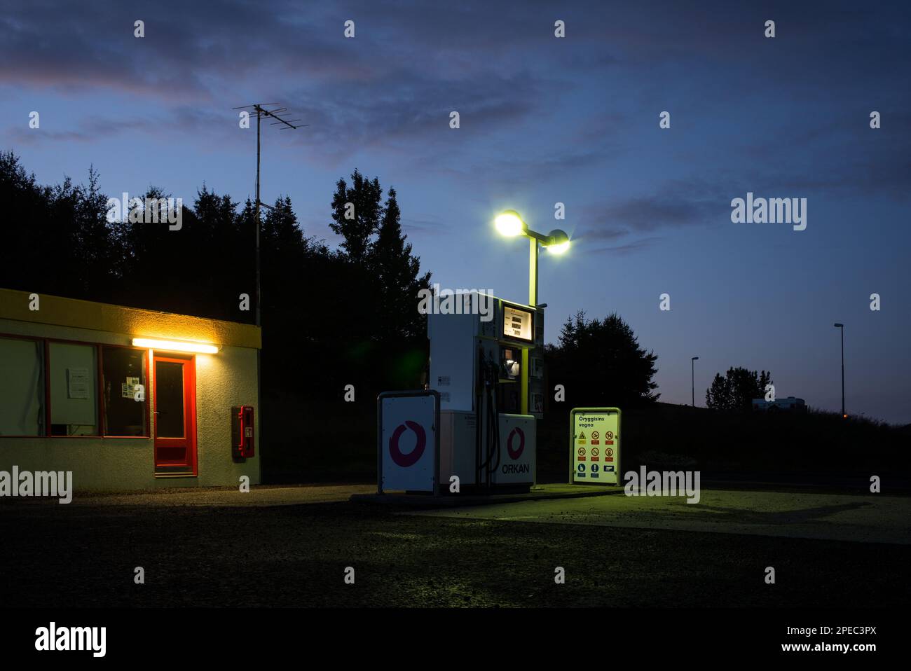 Tankstelle auf Island Foto Stock