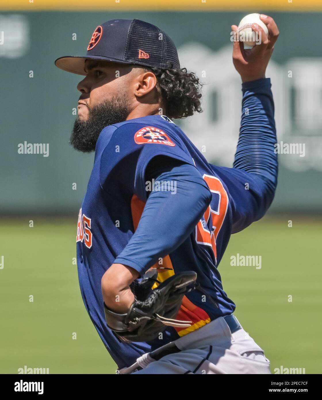 North Port, Stati Uniti. 15th Mar, 2023. Le scommesse di Houston Astros'Jose si piazzano contro gli Atlanta Braves durante il quarto inning di una partita di baseball di allenamento primaverile al CoolToday Park a North Port, Florida, mercoledì 15 marzo 2023. Foto di Steve Nesius/UPI Credit: UPI/Alamy Live News Foto Stock