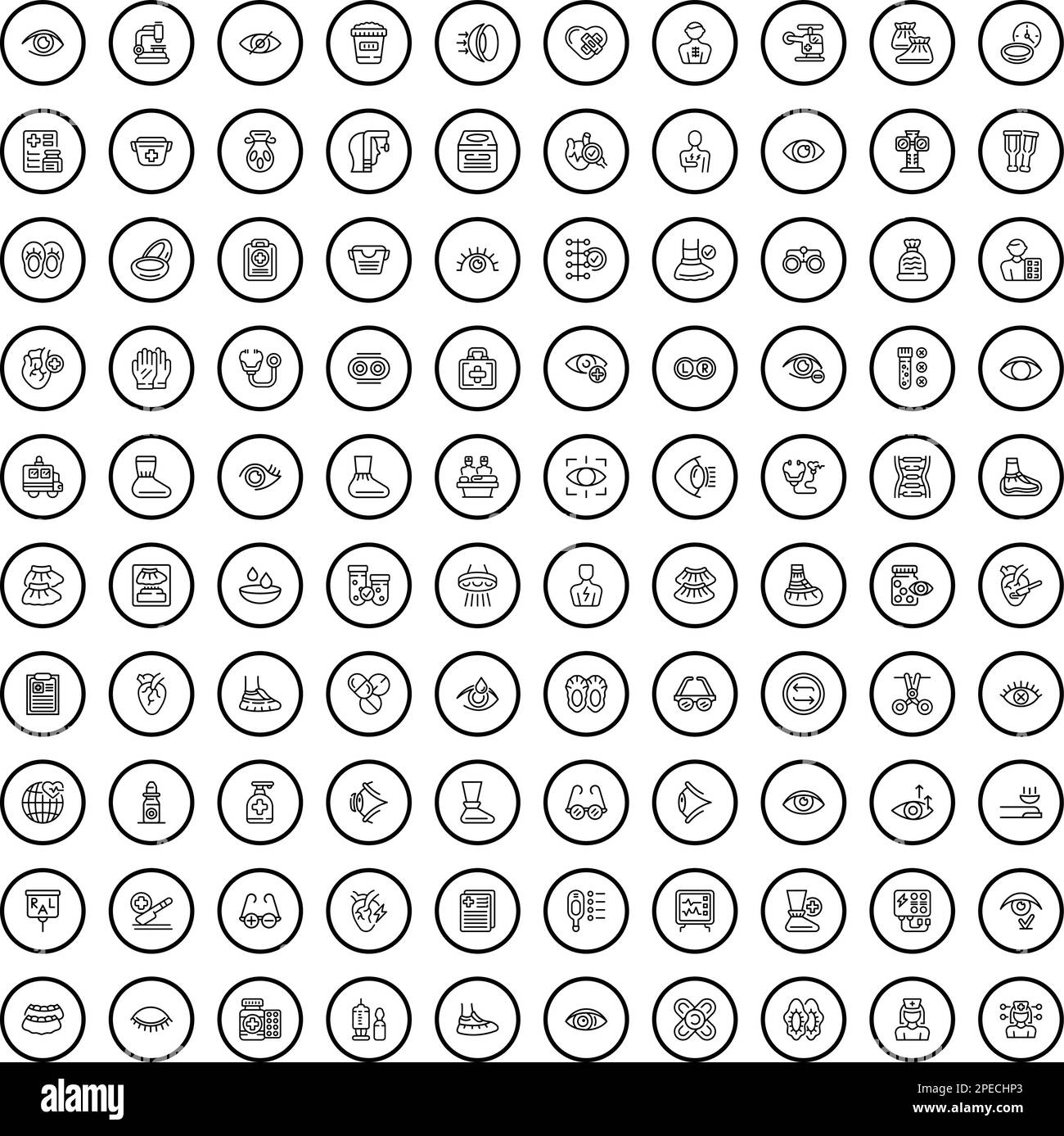 set di 100 icone medico. Illustrazione di contorno di 100 icone medico set di vettori isolato su sfondo bianco Illustrazione Vettoriale