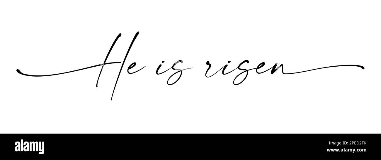 È risorto, elegante scritta. Poster tipografico cristiano. Biglietto di auguri di Pasqua. Calligrafia della domenica di Pasqua. Illustrazione vettoriale Illustrazione Vettoriale