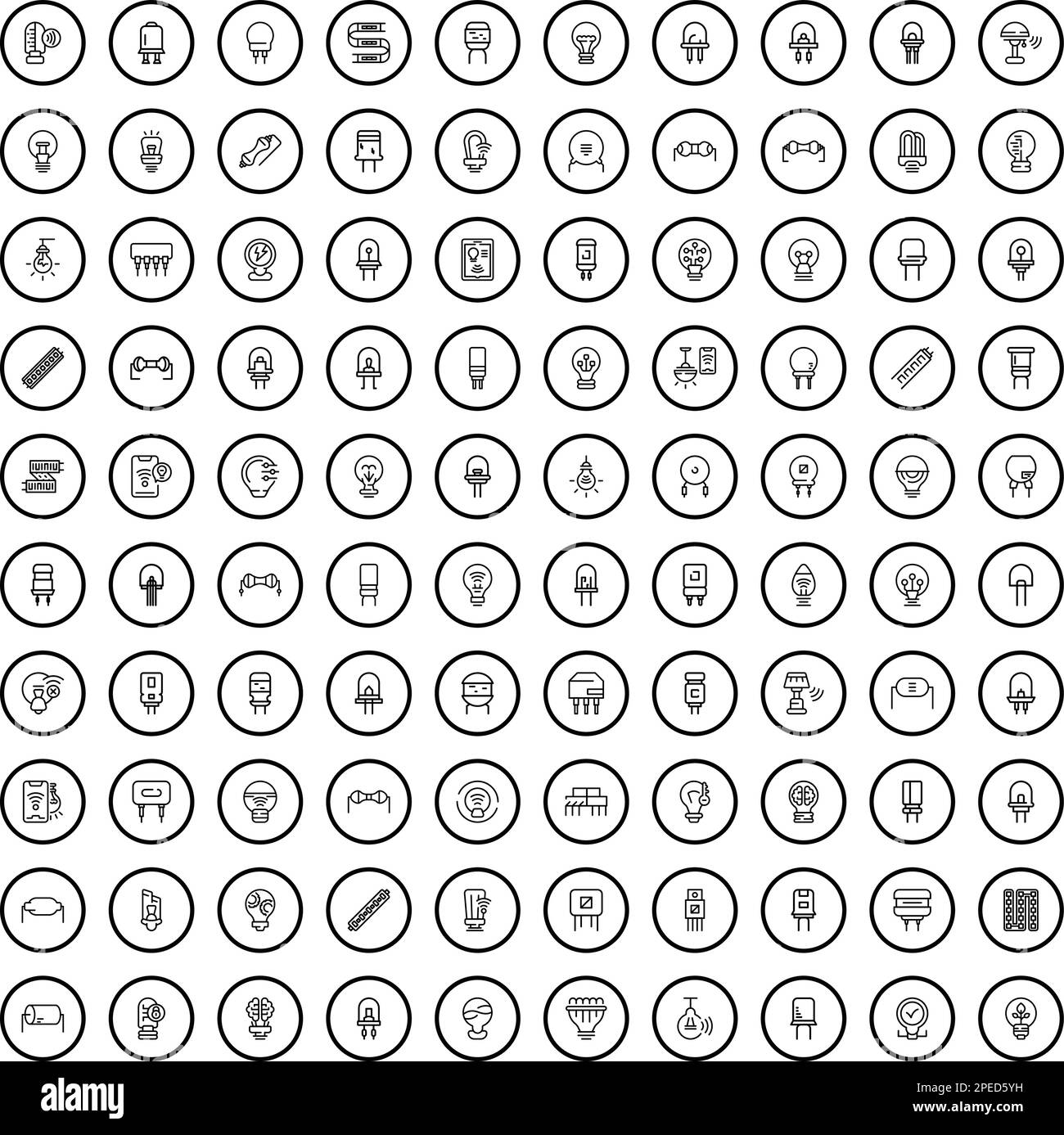 100 icone elettriche impostate. Illustrazione di 100 icone elettriche vettore isolato su sfondo bianco Illustrazione Vettoriale