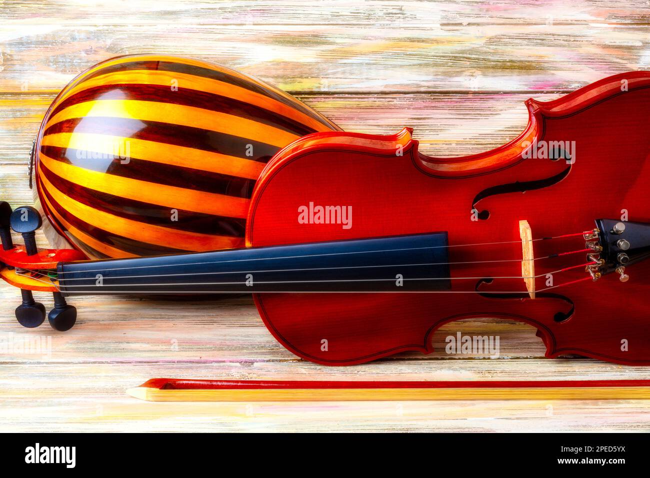 Violino e Mandolino Still Life Foto Stock