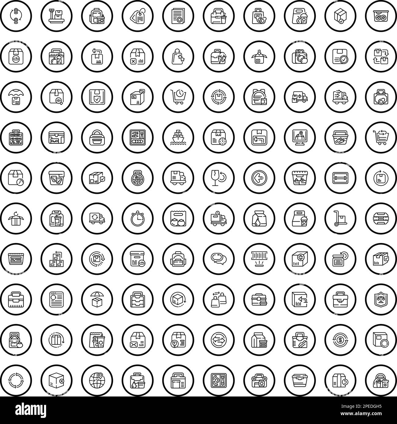 set di 100 icone a forma di riquadro. Illustrazione di 100 set vettoriale di icone a forma di riquadro isolato su sfondo bianco Illustrazione Vettoriale