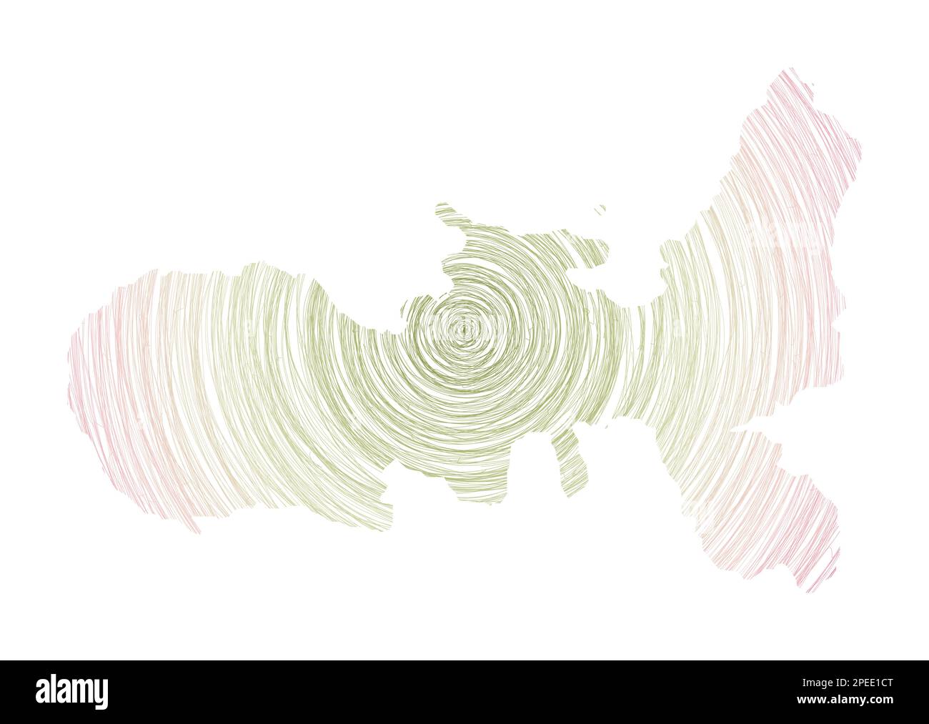 Mappa dell'Elba riempita con cerchi concentrici. Disegna cerchi di stile a forma di isola. Illustrazione vettoriale. Illustrazione Vettoriale
