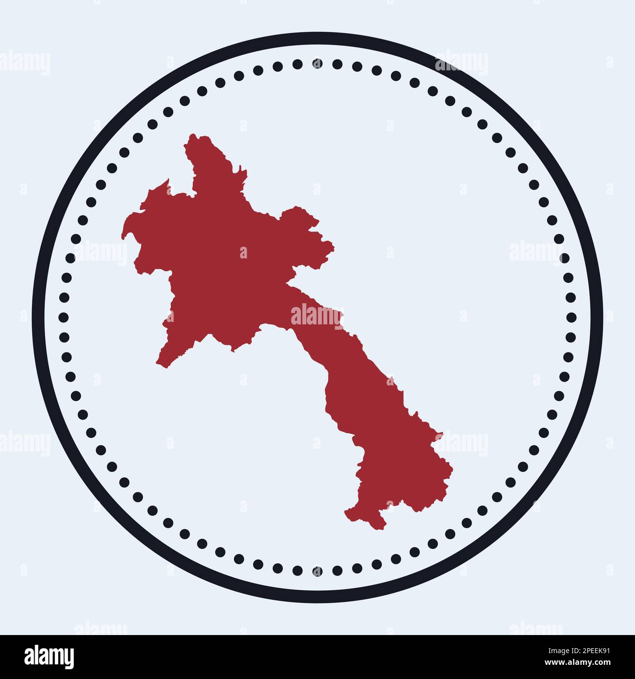 Francobollo rotondo del Laos. Logo rotondo con mappa del paese e titolo. Distintivo Laos minimal elegante con mappa. Illustrazione vettoriale. Illustrazione Vettoriale