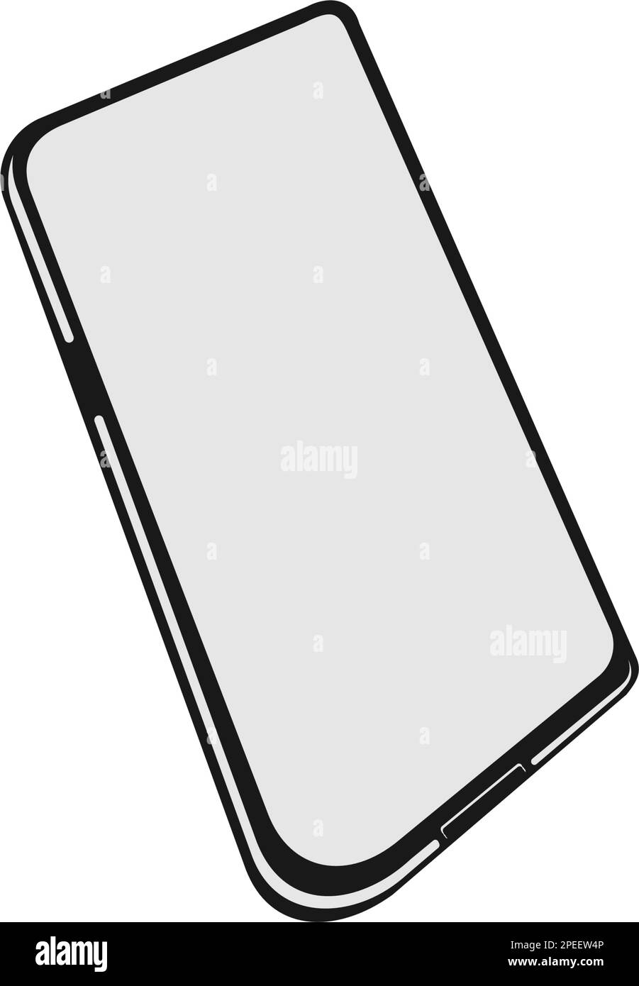 Beffa realistica dello smartphone. Telaio del telefono cellulare con modello isolato dall'aspetto vuoto, diverso telefono con punto di vista. Concetto di dispositivo mobile Illustrazione Vettoriale