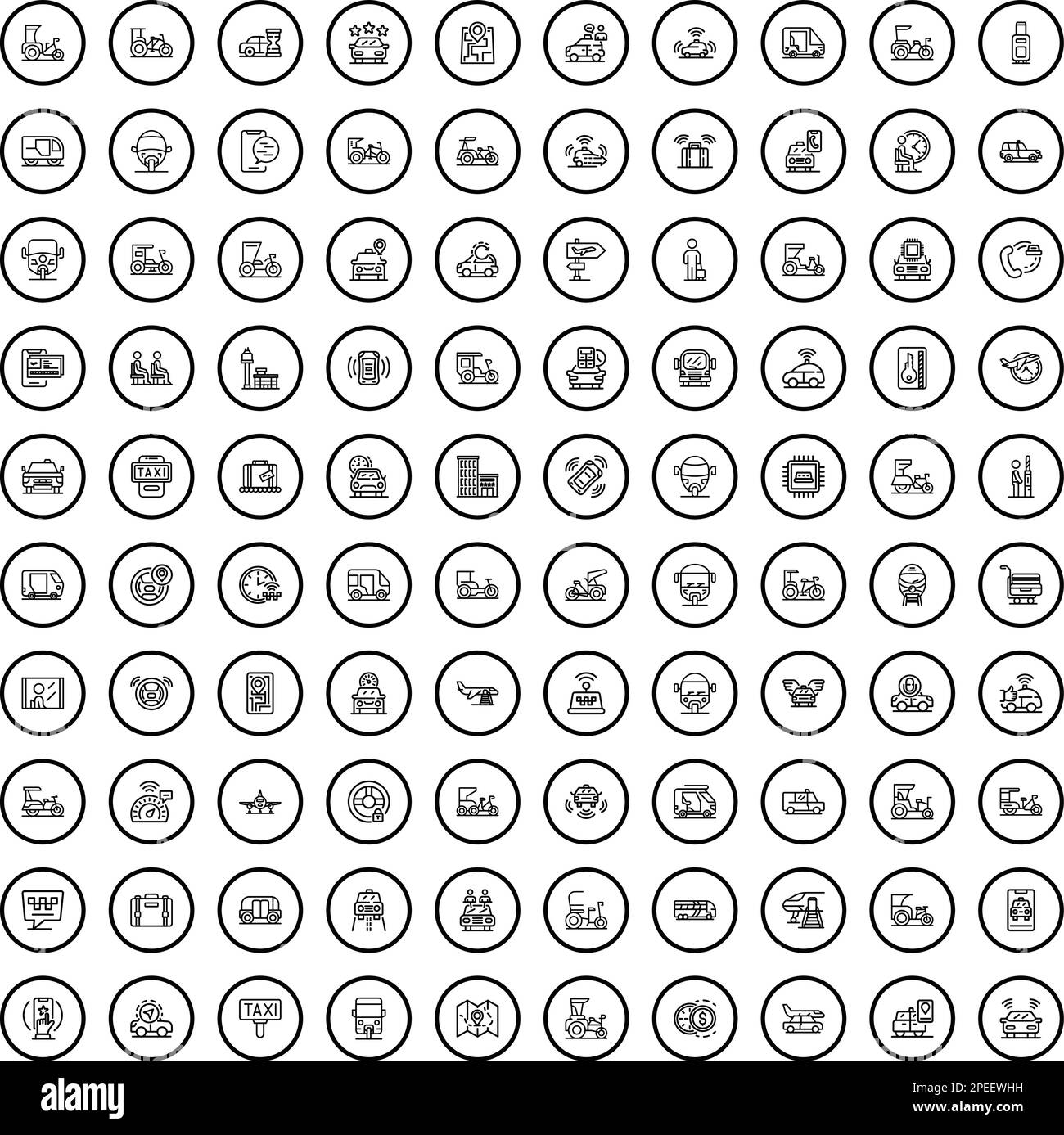 100 icone taxi set. Illustrazione di 100 icone taxi set vettoriale isolato su sfondo bianco Illustrazione Vettoriale