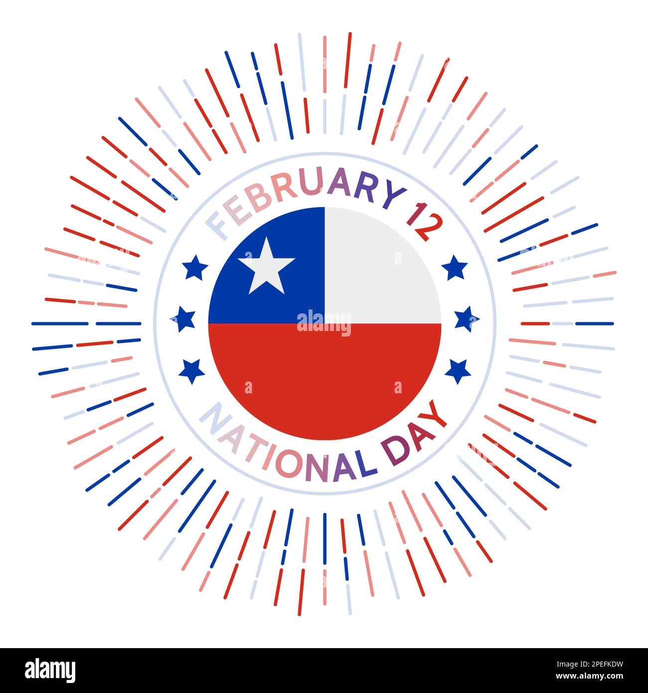 Badge della giornata nazionale del Cile. Indipendenza dalla Spagna nel 1818. Celebrato il 12 febbraio. Illustrazione Vettoriale