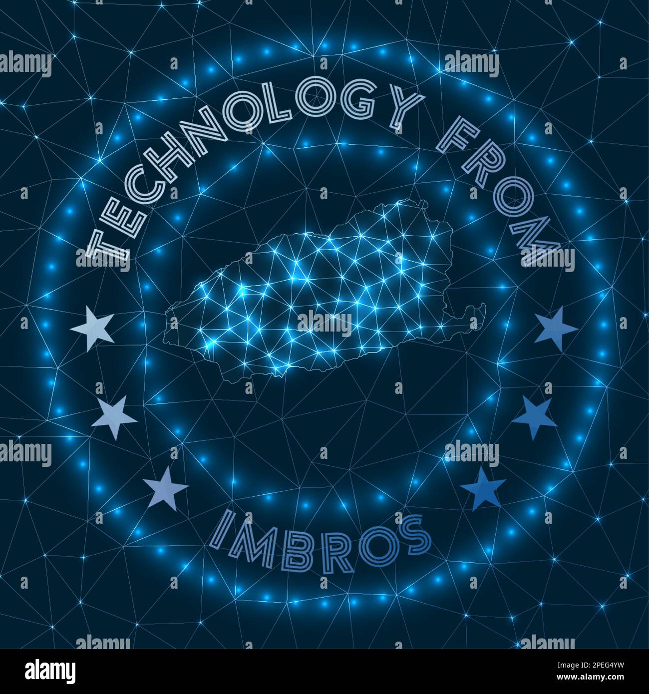 Tecnologia Imbros. Distintivo geometrico futuristico dell'isola. Concetto tecnologico. Logo Imbros rotondo. Illustrazione vettoriale. Illustrazione Vettoriale
