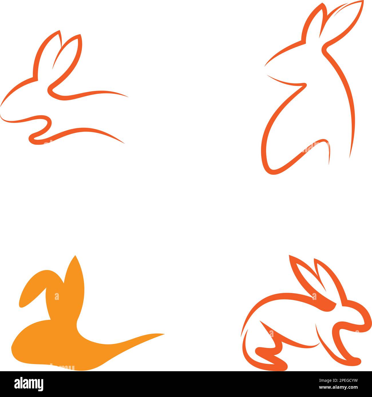 modello vettoriale semplice ed elegante con logo di coniglio Illustrazione Vettoriale