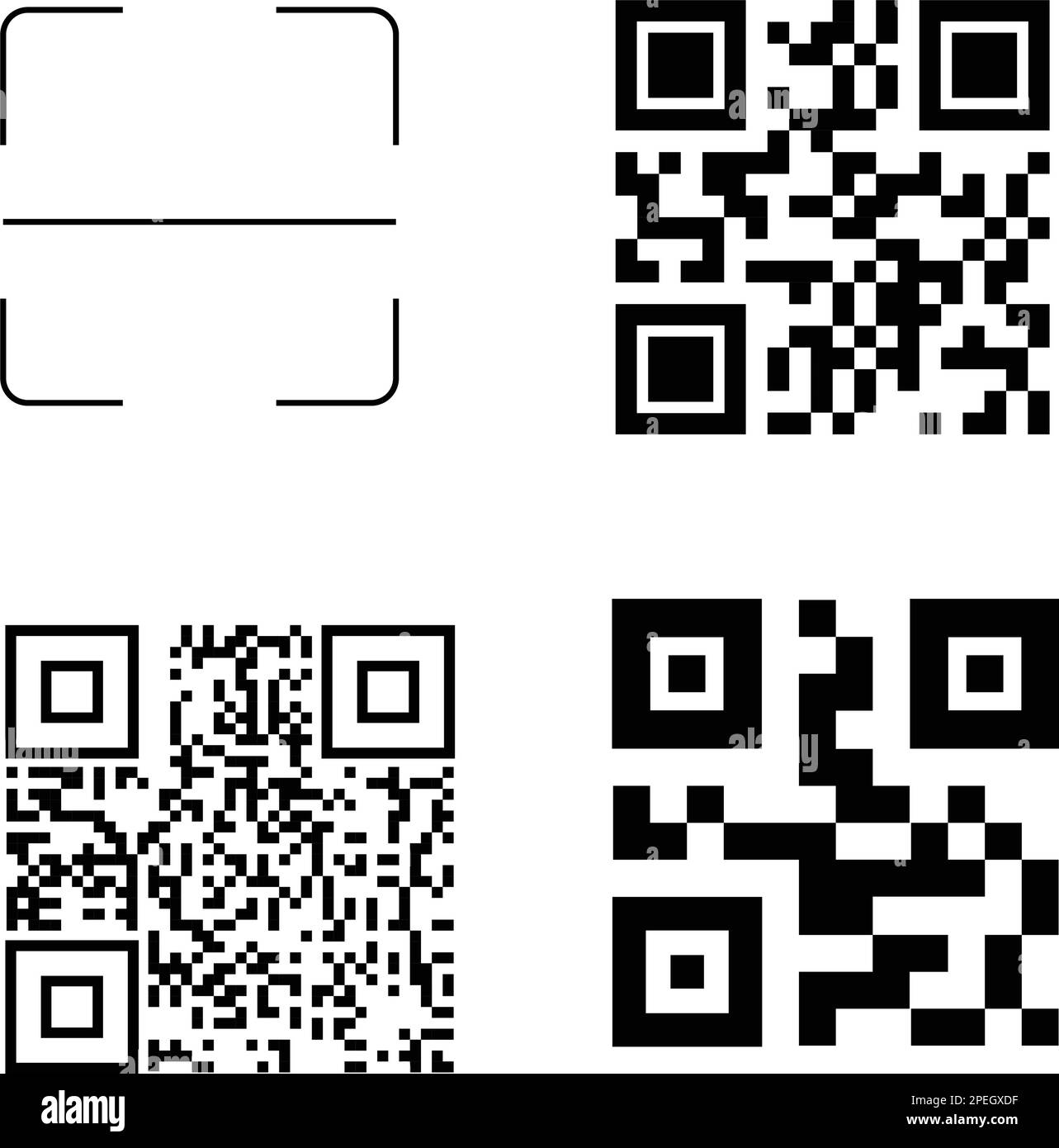 Esempio di codice Vector QR per la scansione da smartphone isolata su sfondo bianco. Illustrazione Vettoriale