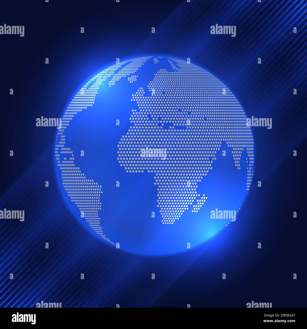 Sfondo astratto delle comunicazioni con il globo con disegno a punti a mezzitoni Illustrazione Vettoriale