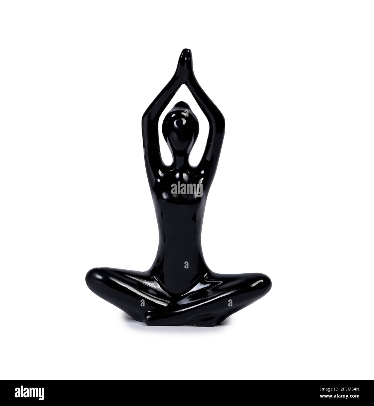 Donne che fanno Yoga Sculpture isolate. Scultura nera che fa yoga. Foto Stock