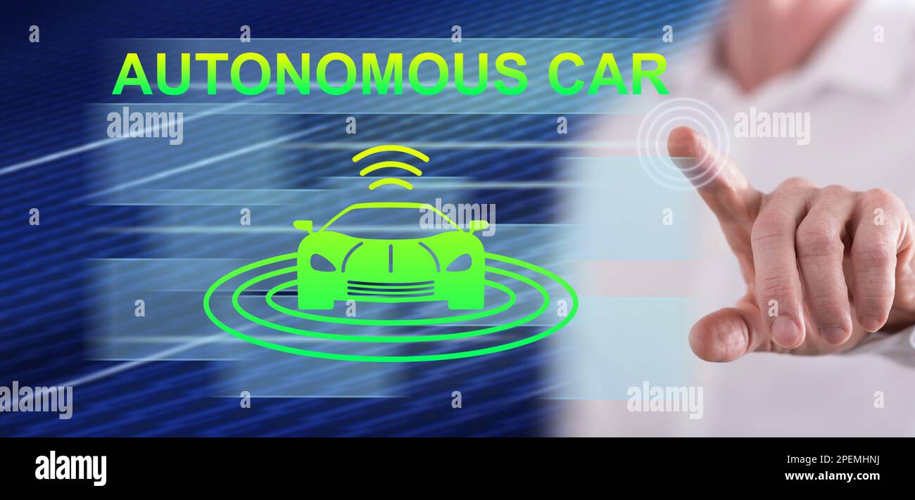 Auto disegnata icona auto uomo preme lo schermo macchina futuristica  moderna