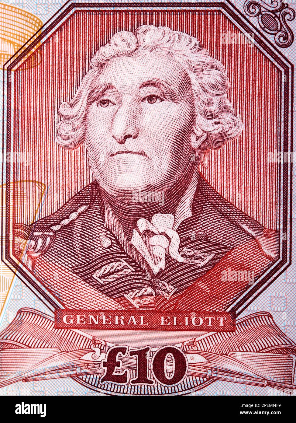 Generale George Augustus Eliott un ritratto dalla vecchia Gibilterra denaro - sterlina Foto Stock