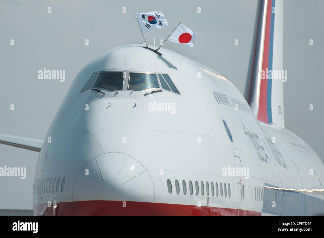 Tokyo, Giappone. 16th Mar, 2023. Il presidente della Corea del Sud Yoon Suk-yeol a bordo del Boeing 747-8i 'Code One' arriva all'aeroporto internazionale di Tokyo, in Giappone, giovedì 16 marzo 2023. Foto di Keizo Mori/UPI Credit: UPI/Alamy Live News Foto Stock