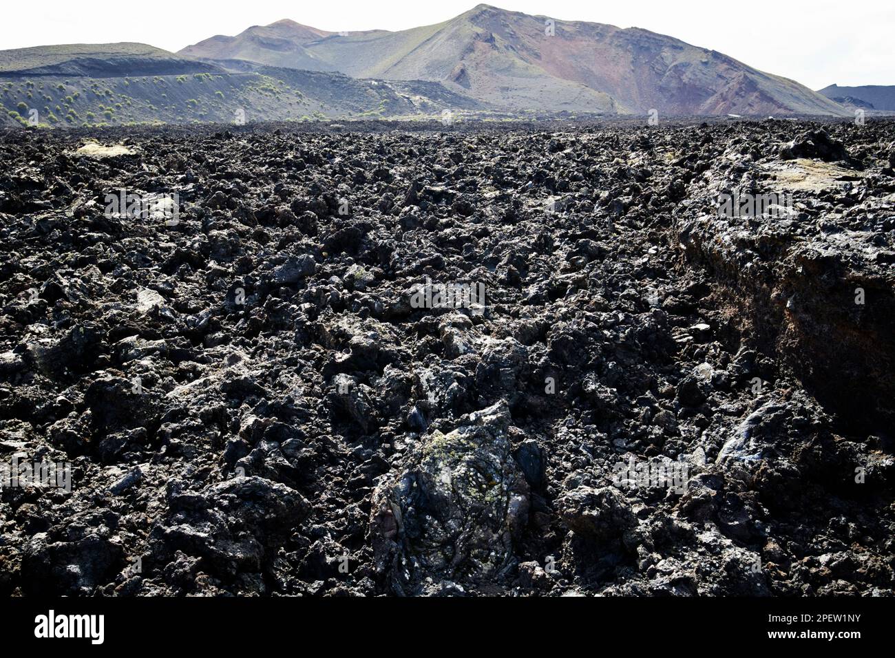 Campi di lava nel parque nacional de timanfaya Lanzarote, Isole Canarie, Spagna Foto Stock
