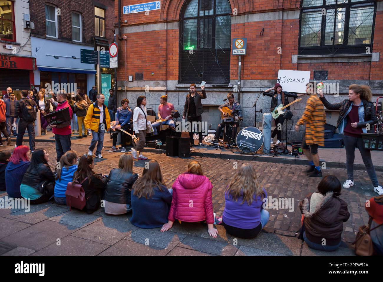 Concerto di Rock Street nella zona del Temple bar, Dublino Foto Stock