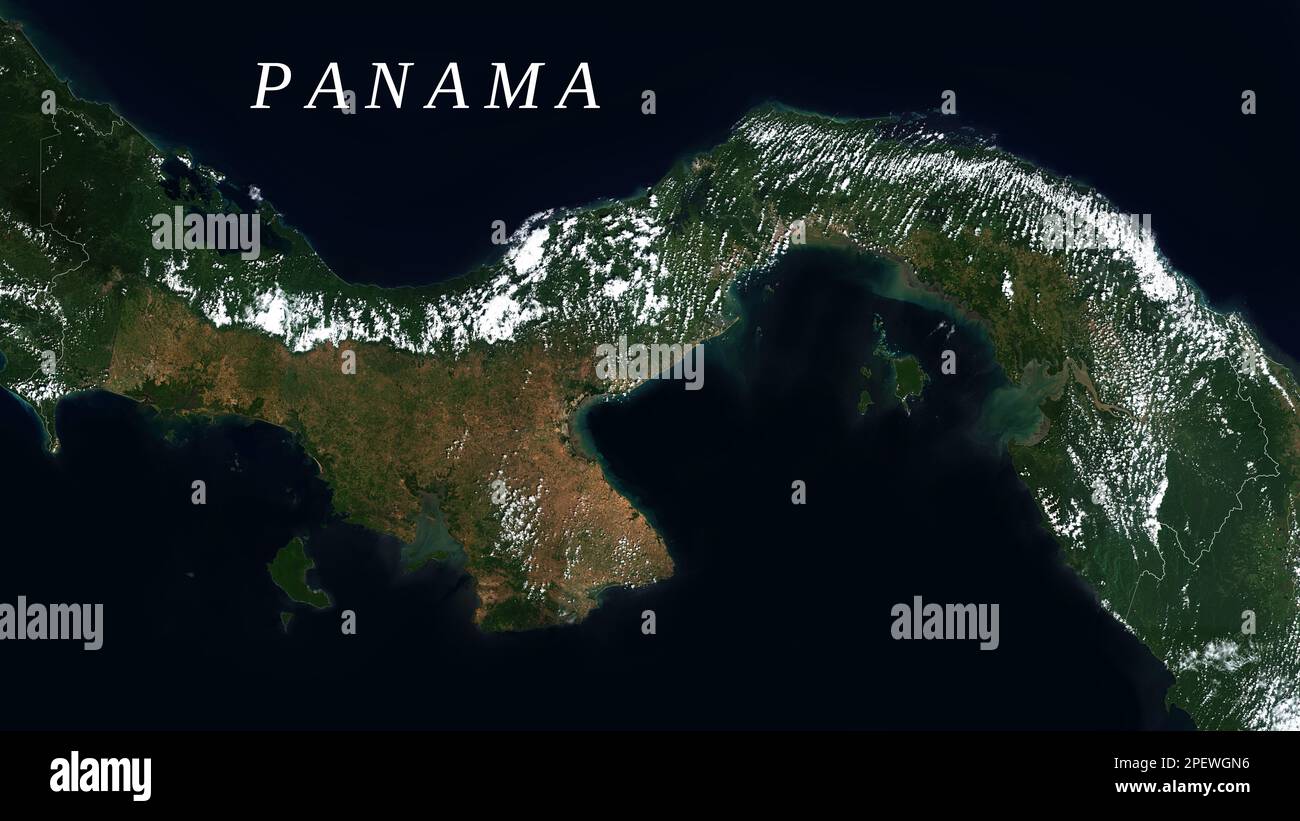 Panama in America Centrale visto dallo spazio - contiene dati modificati di Copernicus Sentinel (2022) Foto Stock