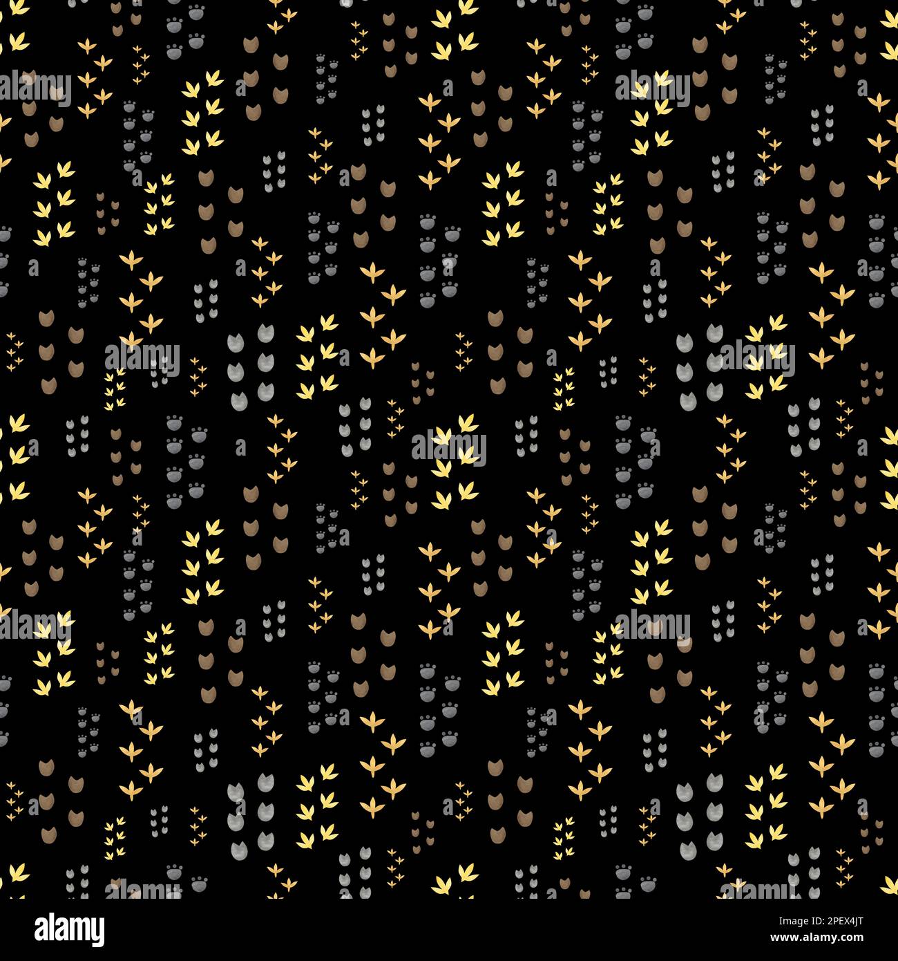 Acquerello senza cuciture modello di allevamento con animali domestici. Cavallo, pecora, vacca, maiale, oca, pollo. terreno agricolo modello infantile senza cuciture. Foto Stock