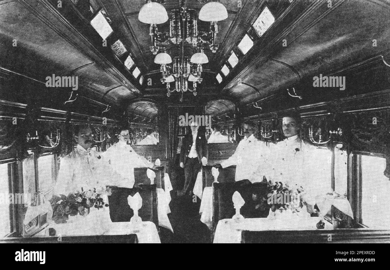 La macchina da pranzo 'Queen' sulla Royal Blue of the Baltimore and Ohio Railroad, come pubblicizzato nel 1895. Foto Stock