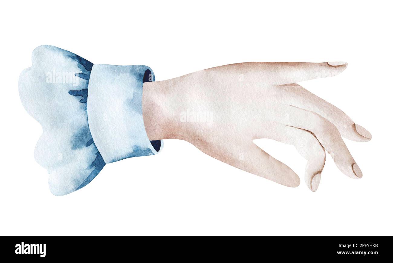 Acquerello illustrazione di hobby di giardinaggio. Piantando giovani pianta, piante. Disegno di mani e piante. Serie di elementi isolati su sfondo bianco. Foto Stock