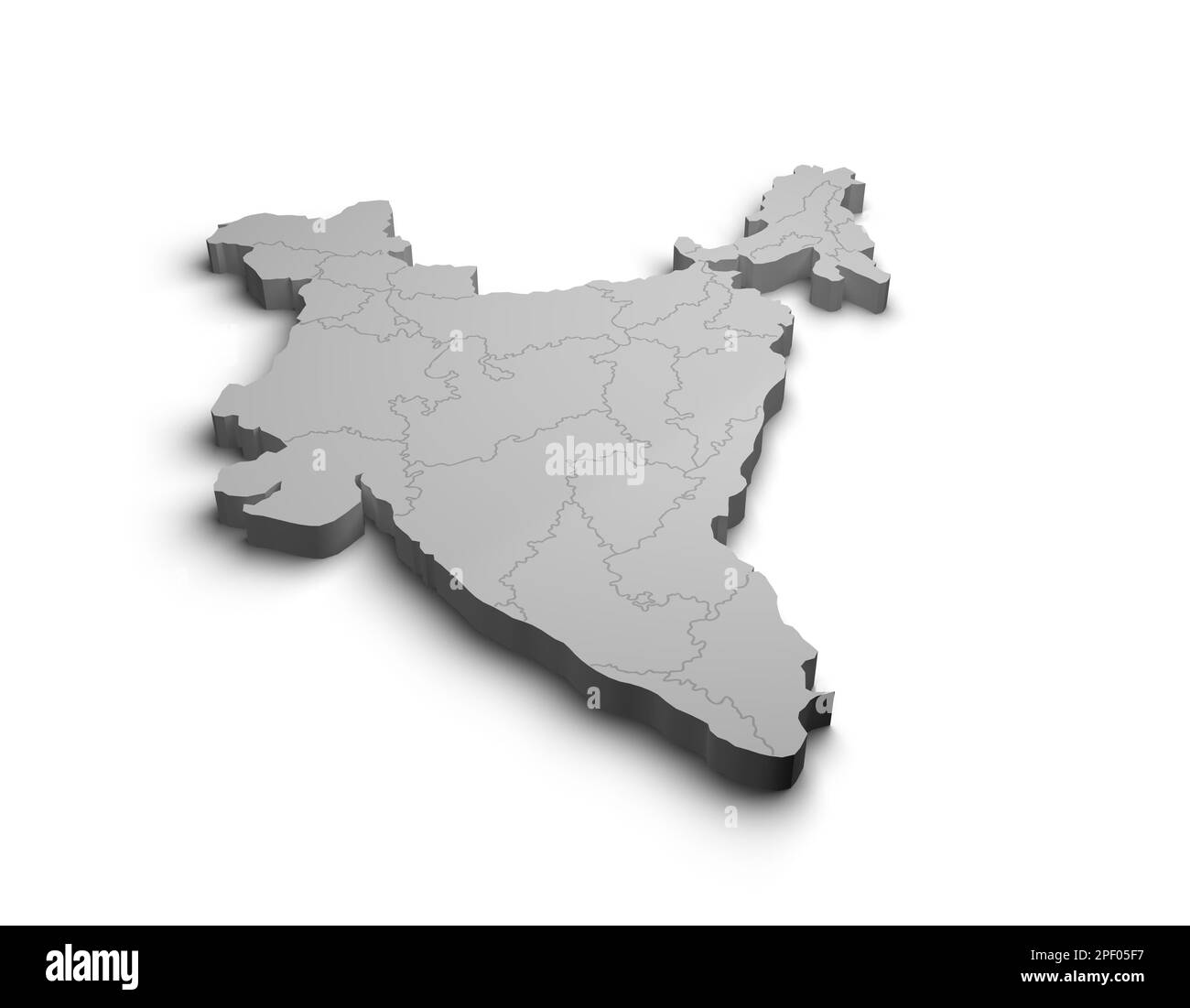 3D India mappa illustrazione sfondo bianco isolato Foto Stock