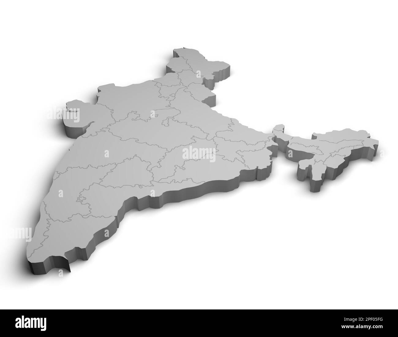 3D India mappa illustrazione sfondo bianco isolato Foto Stock